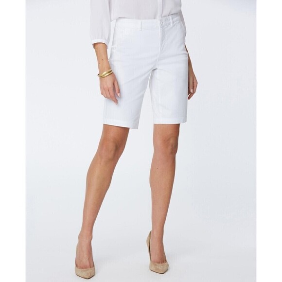 NYDJ Womens Bermuda Shorts Flat Front Pockets Optic White Size 16 - Picture 3 of 4
